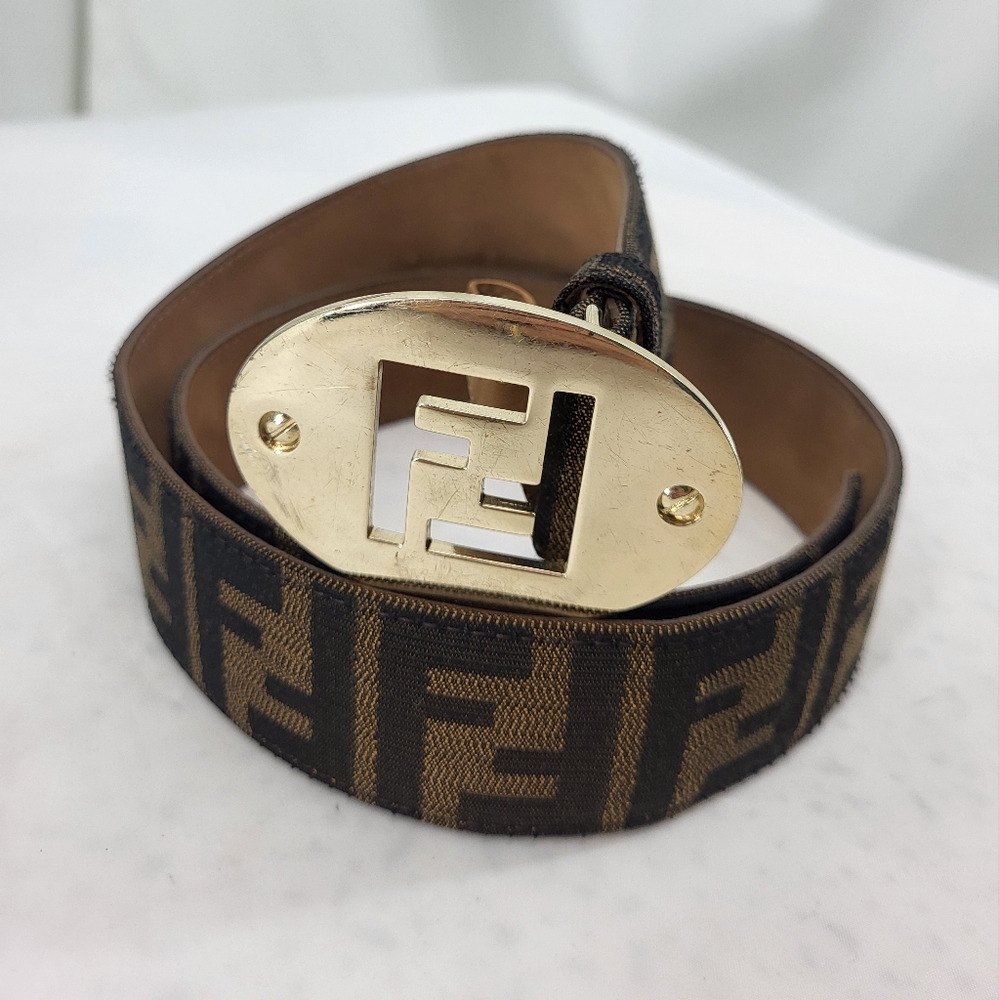 Fendi Brown and Gold Belt